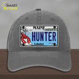 Hunter Maine Lobster Novelty License Plate Hat Unconstructed Cotton / Charcoal