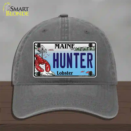 Hunter Maine Lobster Novelty License Plate Hat Unconstructed Cotton / Charcoal