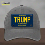 Trump Michigan Blue Novelty License Plate Hat Unconstructed Cotton / Charcoal