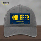 Mmm Beer Michigan Blue Novelty License Plate Hat Unconstructed Cotton / Charcoal