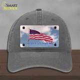 God Bless America Clouds Novelty License Plate Hat Unconstructed Cotton / Charcoal