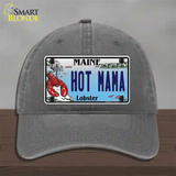 Hot Mama Maine Lobster Novelty License Plate Hat Unconstructed Cotton / Charcoal