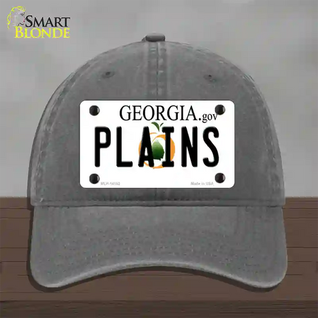 Plains Georgia Novelty License Plate Hat Unconstructed Cotton / Charcoal