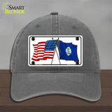 Guam Crossed US Flag Novelty License Plate Hat Unconstructed Cotton / Charcoal