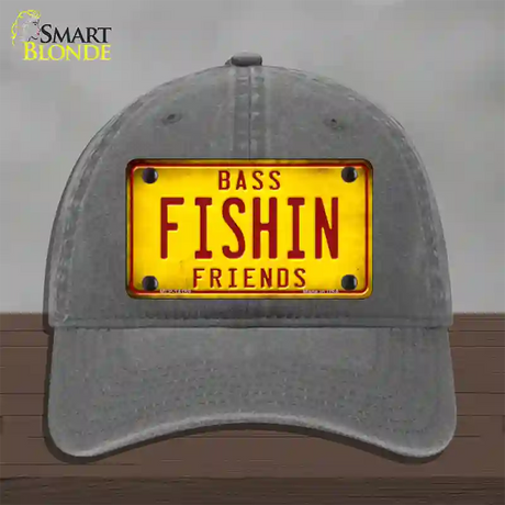 Fishin Friends Novelty License Plate Hat Unconstructed Cotton / Charcoal