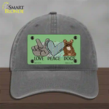 Peace Love Dogs Novelty License Plate Hat Unconstructed Cotton / Charcoal