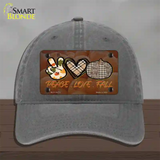 Peace Love Fall Novelty License Plate Hat Unconstructed Cotton / Charcoal