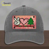 Peace Love Christmas Novelty License Plate Hat Unconstructed Cotton / Charcoal