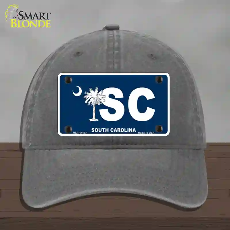 SC South Carolina Flag Novelty License Plate Hat Unconstructed Cotton / Charcoal