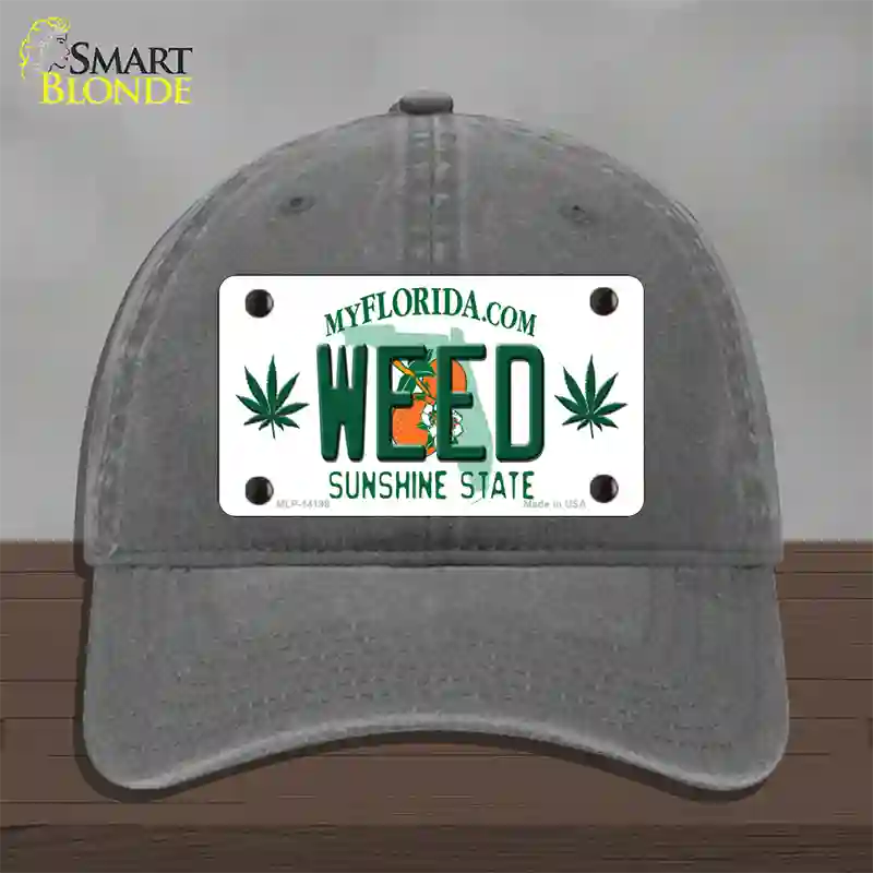 Weed Florida Novelty License Plate Hat Unconstructed Cotton / Charcoal