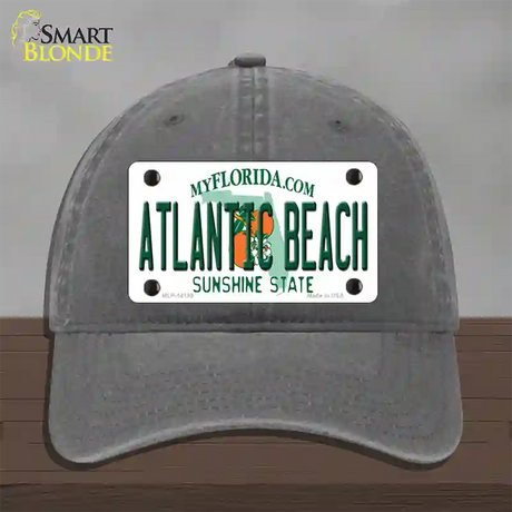 Atlantic Beach Florida Novelty License Plate Hat Unconstructed Cotton / Charcoal