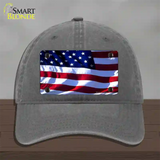 American Flag Wavy Novelty License Plate Hat Unconstructed Cotton / Charcoal