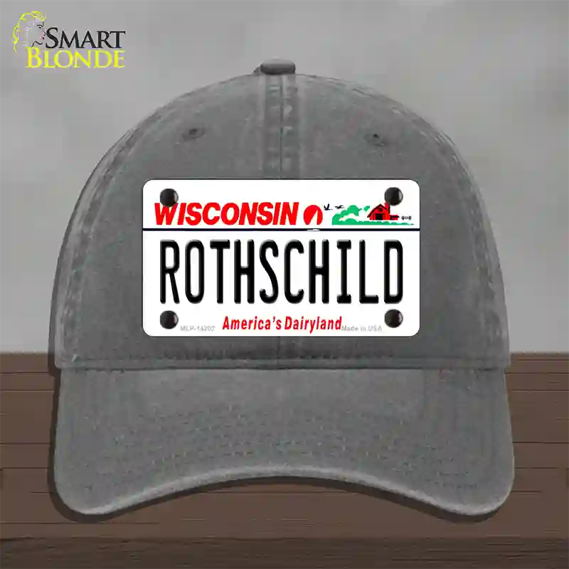 Rothschild Wisconsin Novelty License Plate Hat Unconstructed Cotton / Charcoal