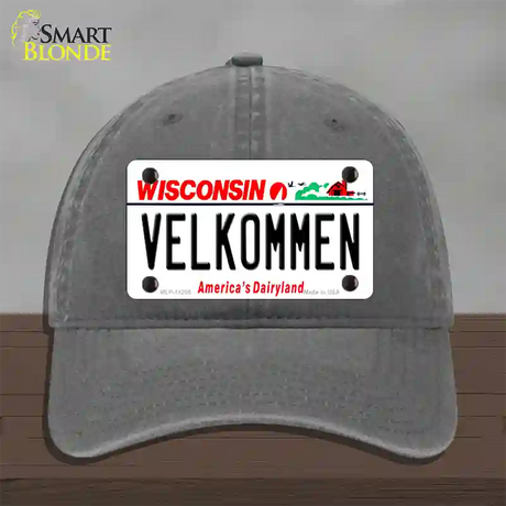 Velkommen Wisconsin Novelty License Plate Hat Unconstructed Cotton / Charcoal