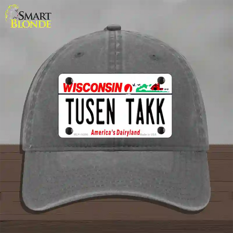 Tusen Takk Wisconsin Novelty License Plate Hat Unconstructed Cotton / Charcoal