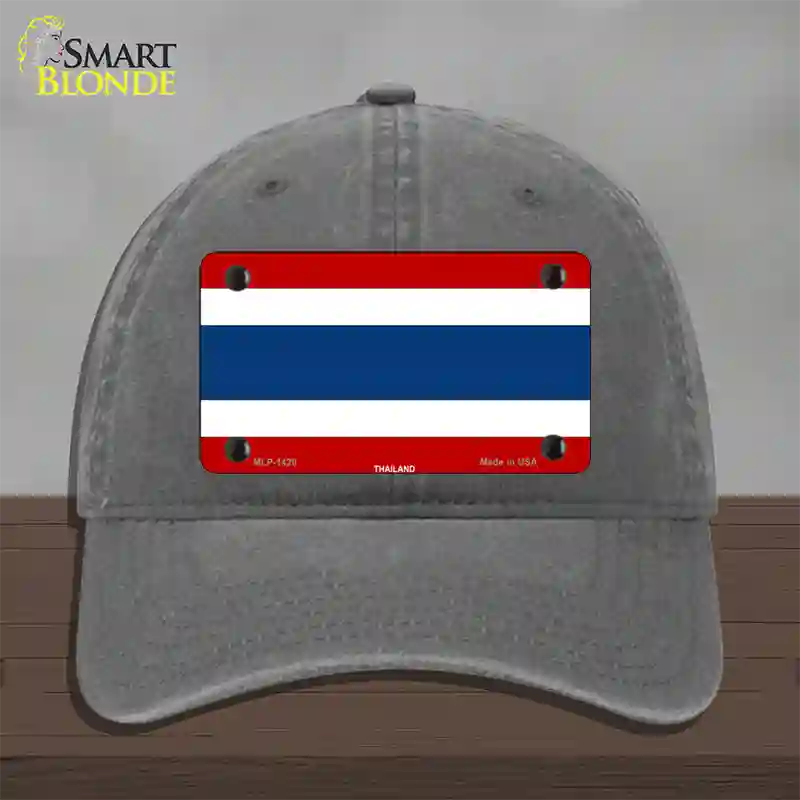 Thailand Flag Novelty License Plate Hat Unconstructed Cotton / Charcoal