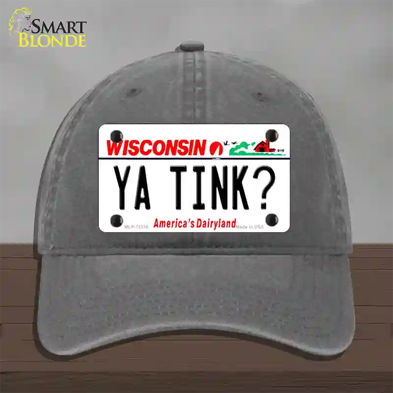 Ya Tink Wisconsin Novelty License Plate Hat Unconstructed Cotton / Charcoal