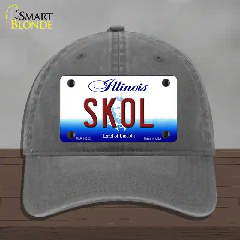 Skol Illinois Novelty License Plate Hat Unconstructed Cotton / Charcoal