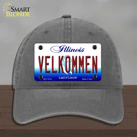 Velkommen Illinois Novelty License Plate Hat Unconstructed Cotton / Charcoal