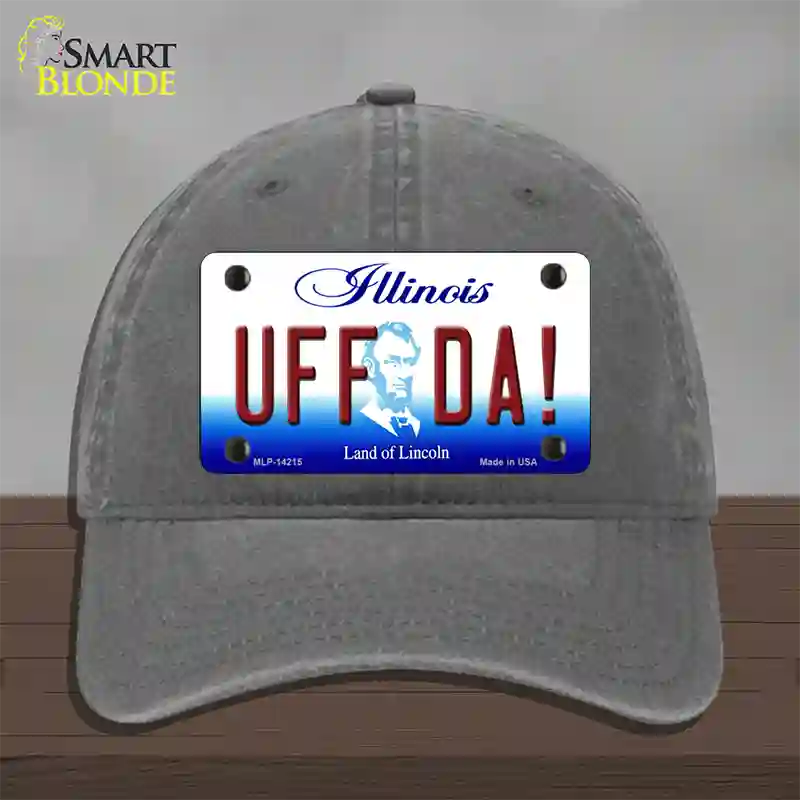 Uff Da Illinois Novelty License Plate Hat Unconstructed Cotton / Charcoal