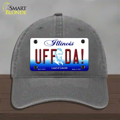 Uff Da Illinois Novelty License Plate Hat Unconstructed Cotton / Charcoal