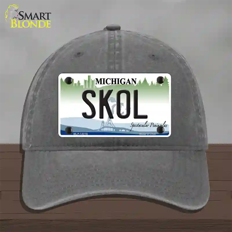 Skol Michigan Novelty License Plate Hat Unconstructed Cotton / Charcoal