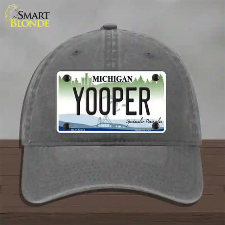 Yooper Michigan Novelty License Plate Hat Unconstructed Cotton / Charcoal