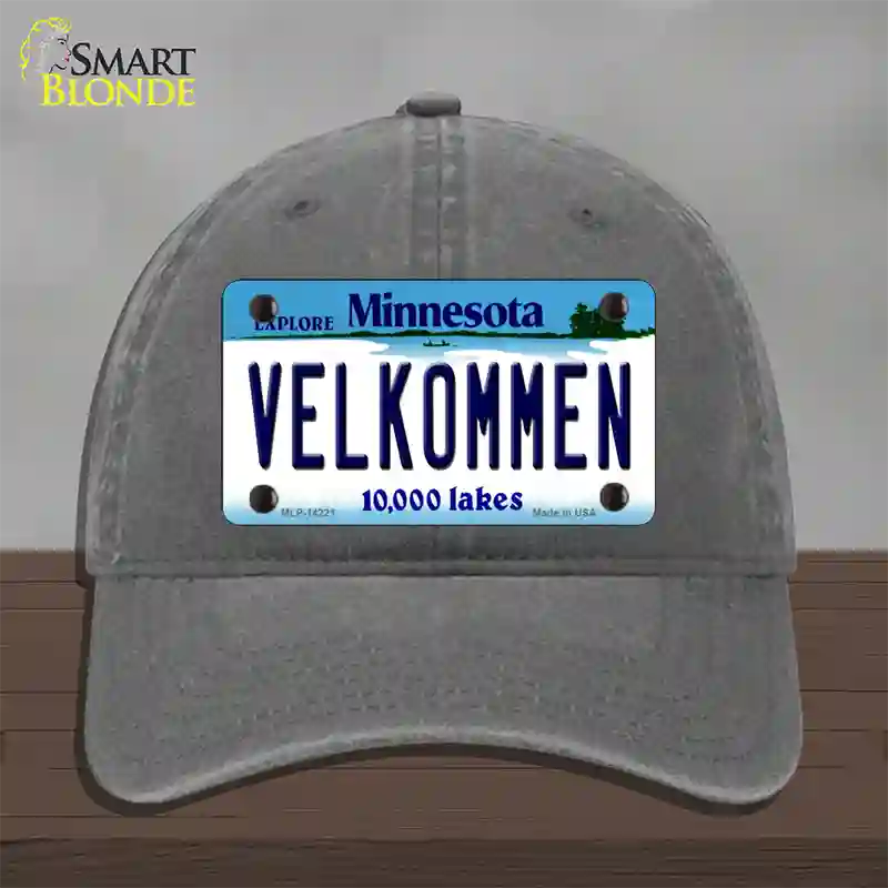 Velkommen Minnesota Novelty License Plate Hat Unconstructed Cotton / Charcoal