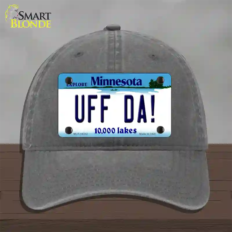 Uff Da Minnesota Novelty License Plate Hat Unconstructed Cotton / Charcoal