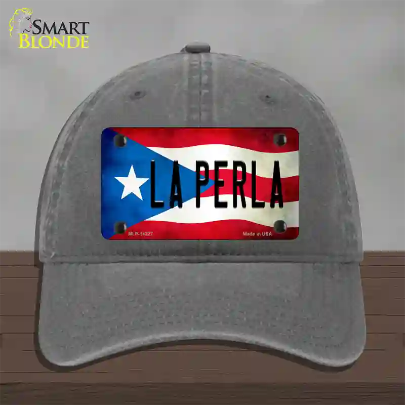 La Perla Puerto Rico Flag Novelty License Plate Hat Unconstructed Cotton / Charcoal