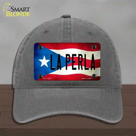 La Perla Puerto Rico Flag Novelty License Plate Hat Unconstructed Cotton / Charcoal