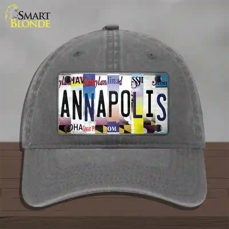 Annapolis Strip Art Novelty License Plate Hat Unconstructed Cotton / Charcoal