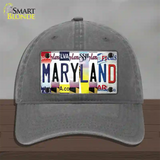 Maryland Strip Art Novelty License Plate Hat Unconstructed Cotton / Charcoal