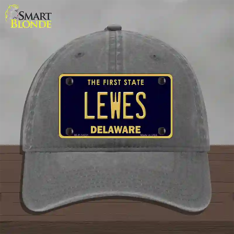 Lewes Delaware Novelty License Plate Hat Unconstructed Cotton / Charcoal