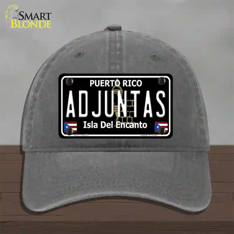 Adjuntas Puerto Rico Black Novelty License Plate Hat Unconstructed Cotton / Charcoal