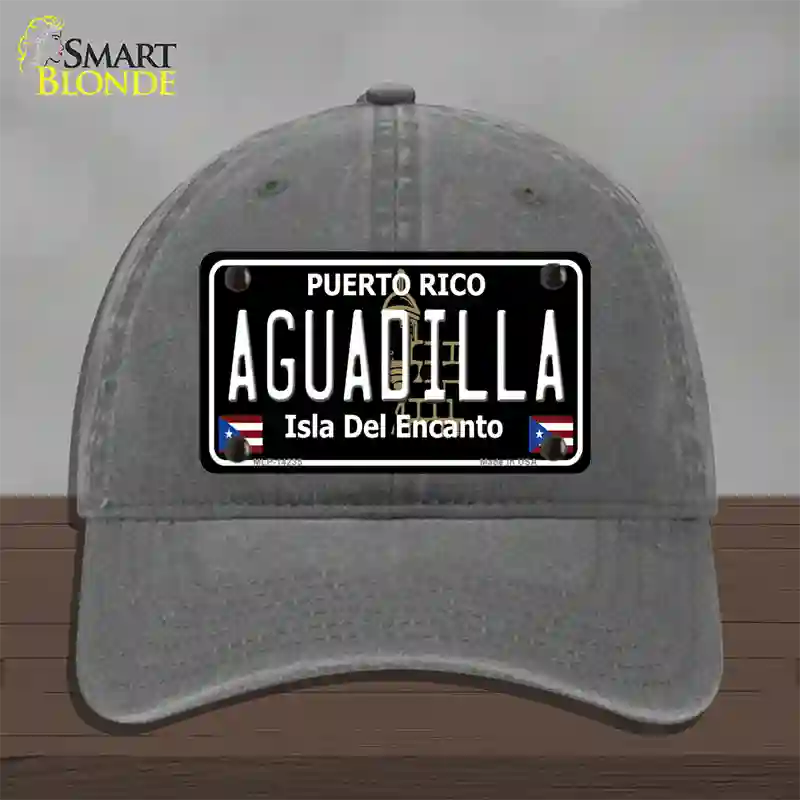 Aguadilla Puerto Rico Black Novelty License Plate Hat Unconstructed Cotton / Charcoal