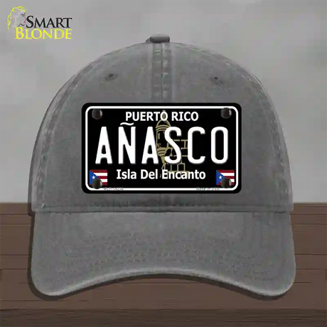 Anasco Puerto Rico Black Novelty License Plate Hat Unconstructed Cotton / Charcoal