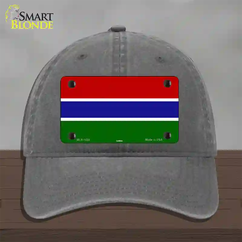 Gambia Flag Novelty License Plate Hat Unconstructed Cotton / Charcoal