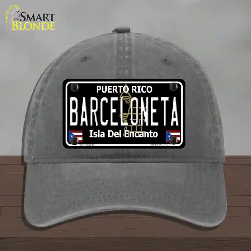 Barceloneta Puerto Rico Black Novelty License Plate Hat Unconstructed Cotton / Charcoal