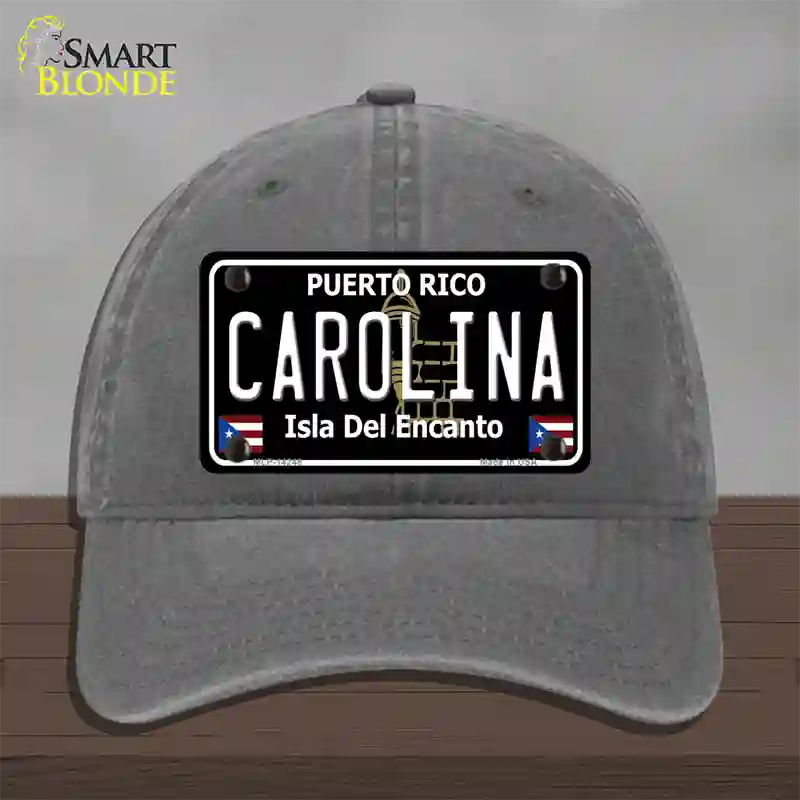 Carolina Puerto Rico Black Novelty License Plate Hat Unconstructed Cotton / Charcoal