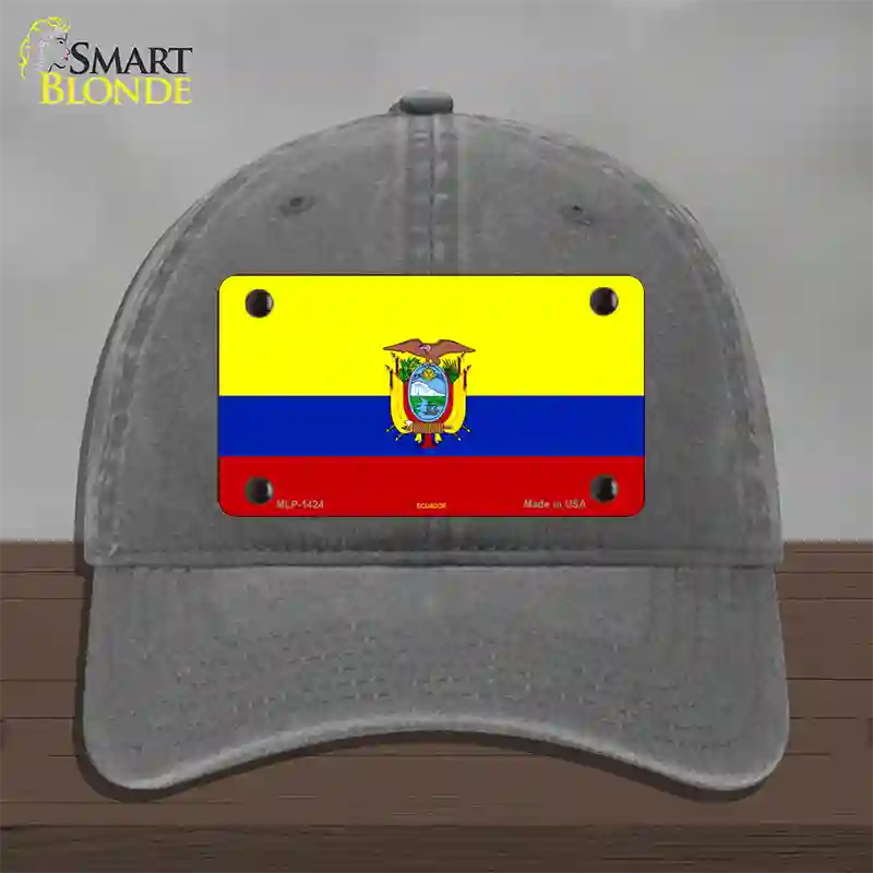 Ecuador Flag Novelty License Plate Hat Unconstructed Cotton / Charcoal