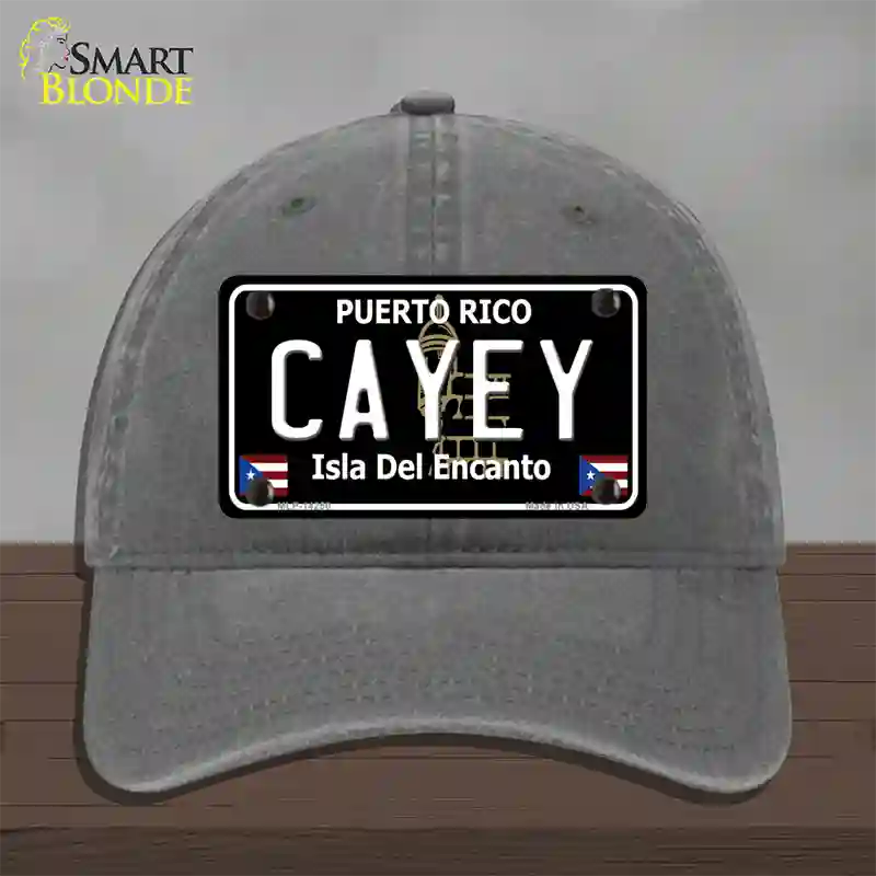 Cayey Puerto Rico Black Novelty License Plate Hat Unconstructed Cotton / Charcoal