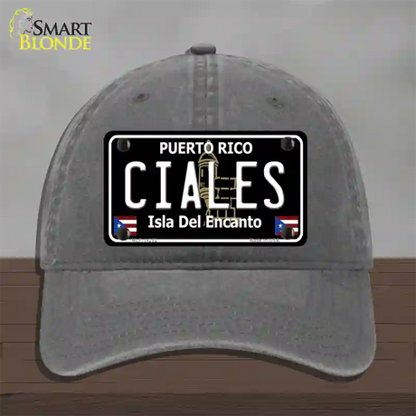 Ciales Puerto Rico Black Novelty License Plate Hat Unconstructed Cotton / Charcoal