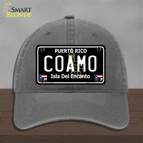 Coamo Puerto Rico Black Novelty License Plate Hat Unconstructed Cotton / Charcoal