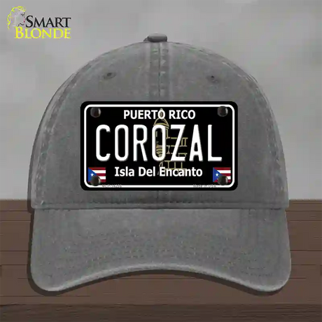 Corozal Puerto Rico Black Novelty License Plate Hat Unconstructed Cotton / Charcoal