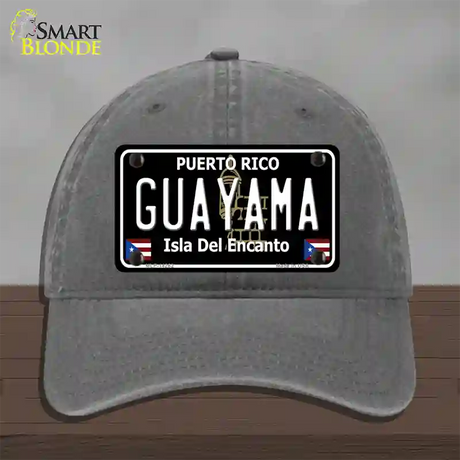 Guayama Puerto Rico Black Novelty License Plate Hat Unconstructed Cotton / Charcoal