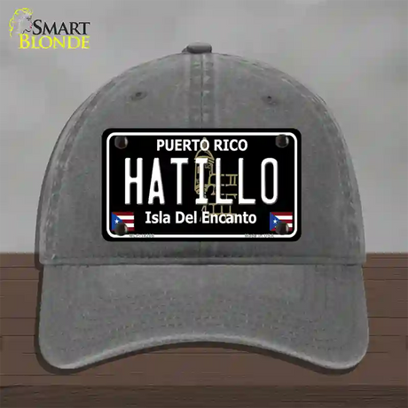 Hatillo Puerto Rico Black Novelty License Plate Hat Unconstructed Cotton / Charcoal