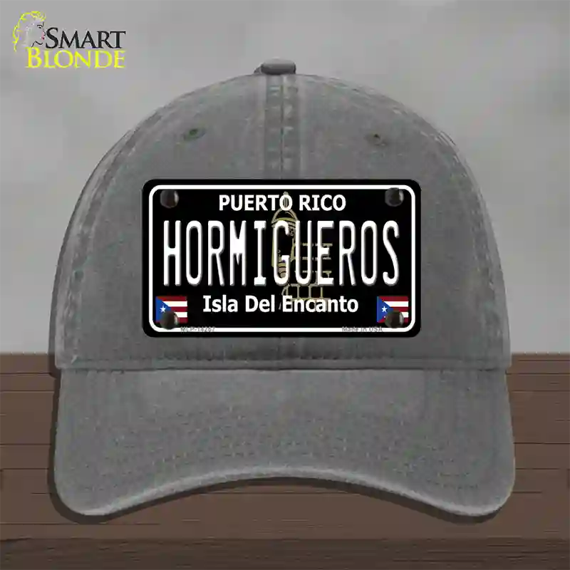 Hormigueros Puerto Rico Black Novelty License Plate Hat Unconstructed Cotton / Charcoal