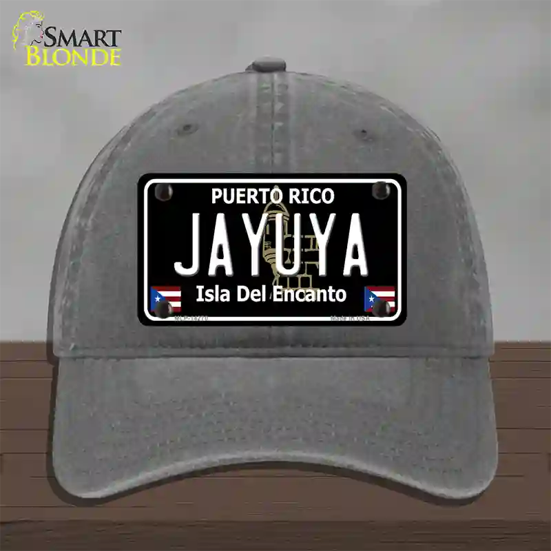 Jayuya Puerto Rico Black Novelty License Plate Hat Unconstructed Cotton / Charcoal