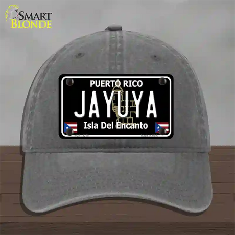 Jayuya Puerto Rico Black Novelty License Plate Hat Unconstructed Cotton / Charcoal